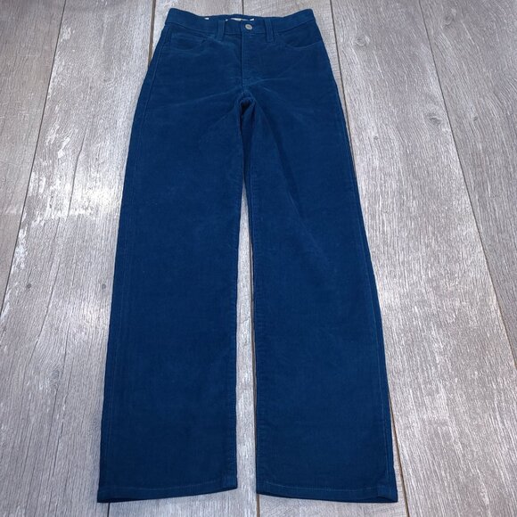 Levis Jeans Womens Size 24 Blue Corduroy Ribcage Straight Ankle Premium Big E - Picture 2 of 10